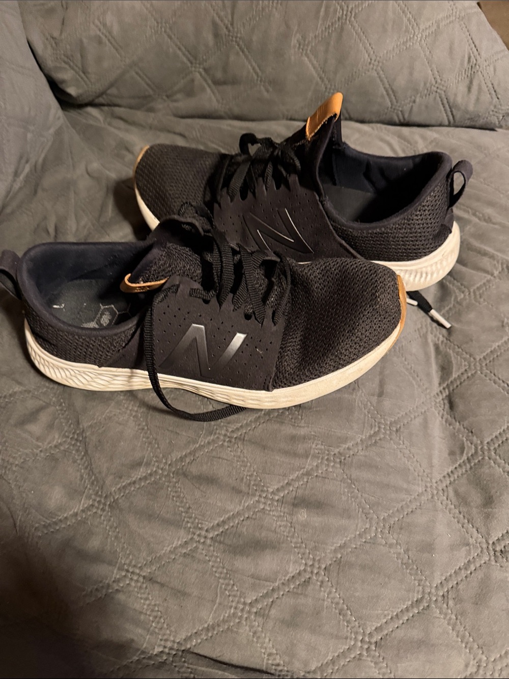 New Balance Black Athletic Sneakers with Tan Accents